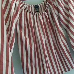 Long sleeve pink and white shirt